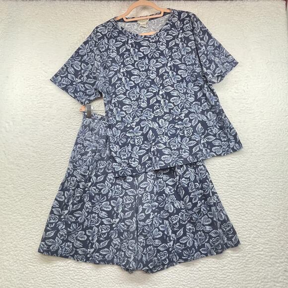 Banana Republic Dresses & Skirts - Vintage Banana Republic Shirt Shorts Set Womens Small Blue Floral Made USA 80s